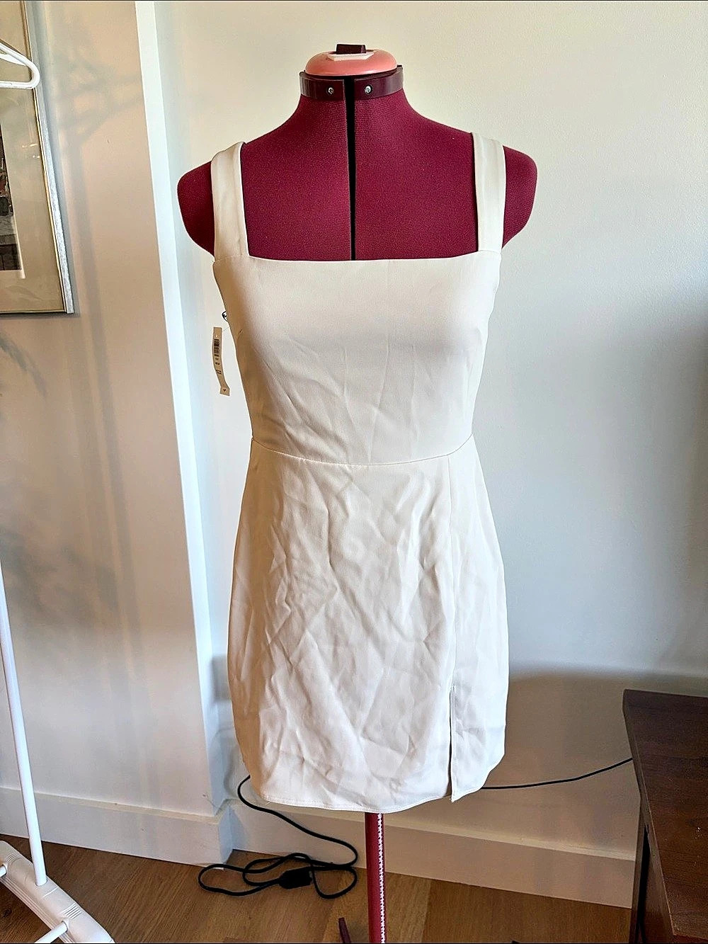 Babaton 90s Slit Mini Dress Cream Size 2